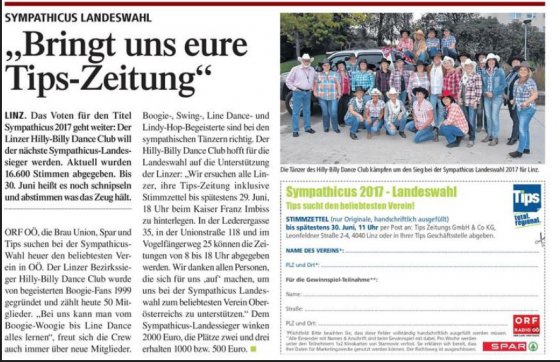 Tips - Ausschnitte HILLY-BILLY DANCE CLUB geht für Linz ins Rennen